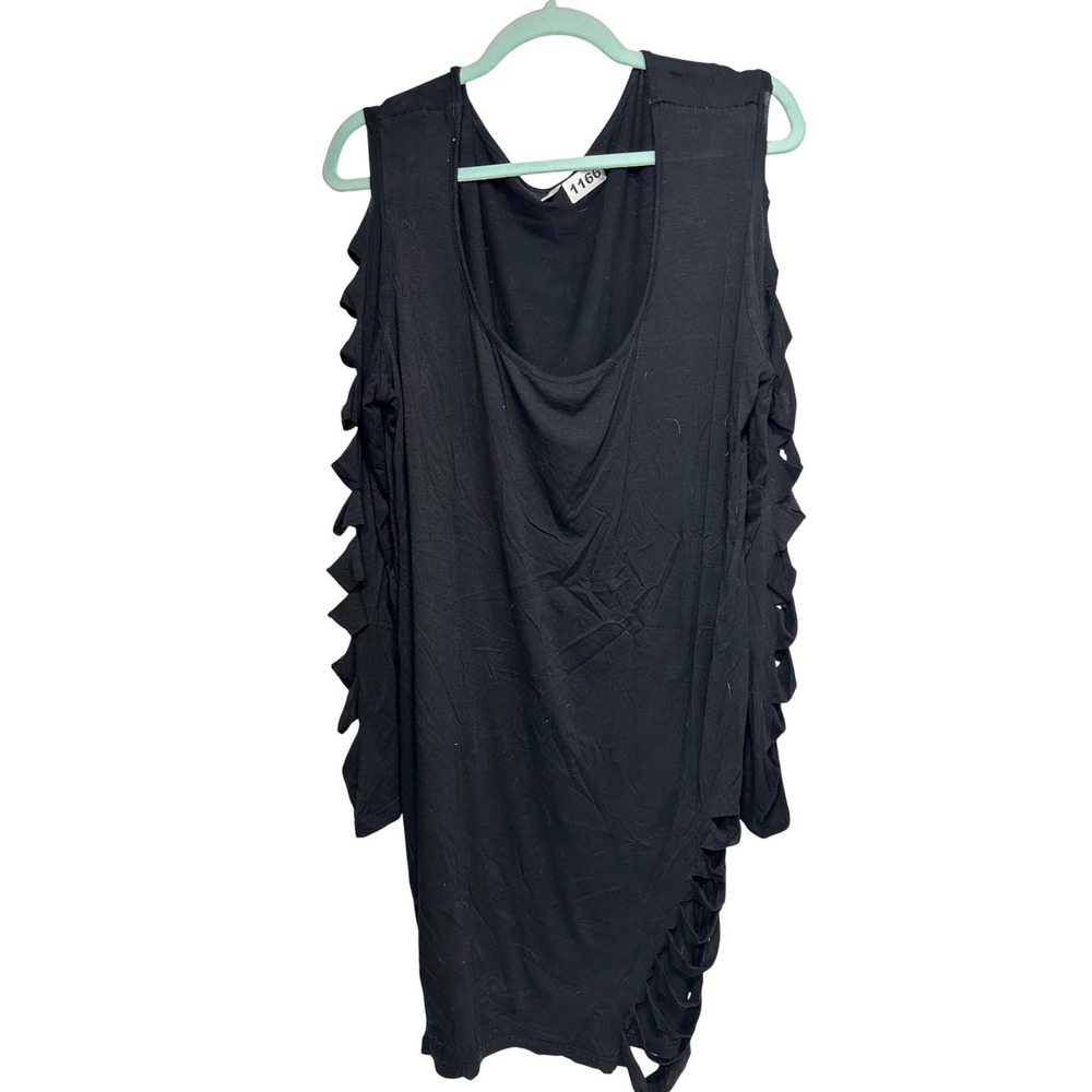 Unbranded Black Cold Shoulder‎ Ladder Cutout Sleeve Mini Dress Plus Size 2X